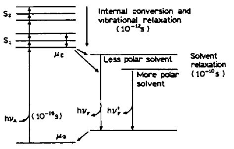 Jablonski diagram for fluorescence with solvent relaxation. 29 ...