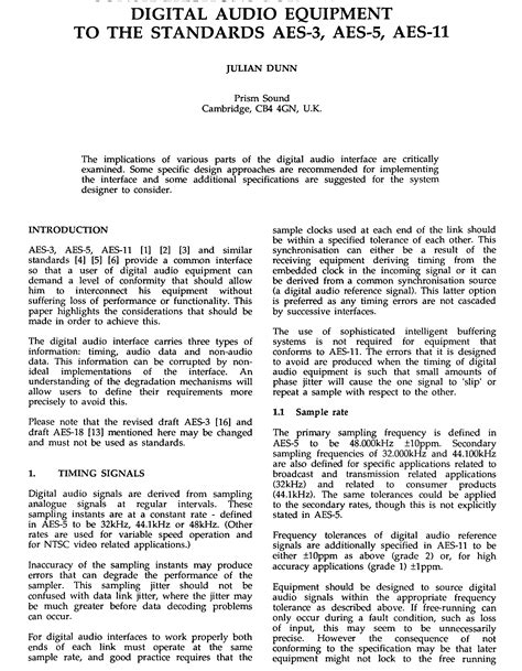 Aes E Library Considerations For Interfacing Digital Audio Equipment