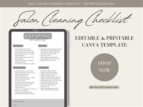 Salon Cleaning Checklist Professional Canva Template For Hair And Beauty