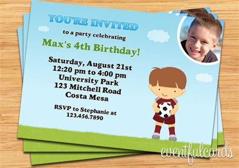 Soccer Birthday Party Invitation With Brown Hair