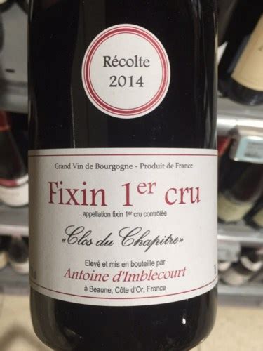 Antoine D Imblecourt Fixin Er Cru Clos Du Chapitre Vivino Us