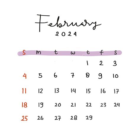 Calendar February 2024 Calendar February 2024 Png Transparent