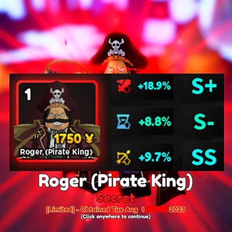 S S SS Roger Pirate King Evo Anime Adventures AA