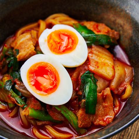 Homemade Kimchi Noodles Spicy Udon Noodle Soup