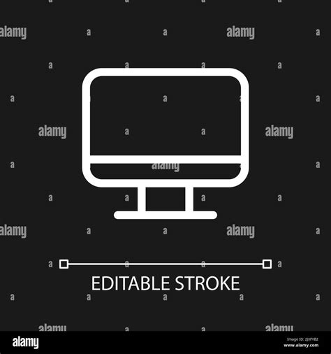 Computer Monitor Pixel Perfect White Linear Ui Icon For Dark Theme