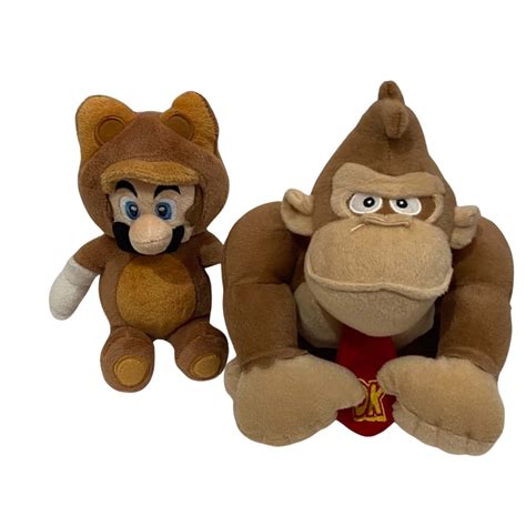 Nintendo Super Mario Tanooki Plush And Donkey Kong Soft Toy Gaming Bundle