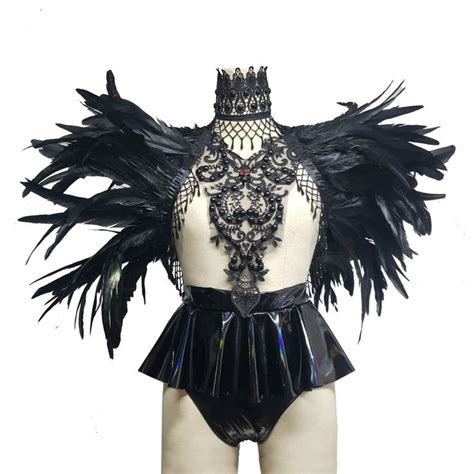 Gothic Feather Cape Festival Feather Capelet Festival Outfit Photo Shoot Victorianshrug