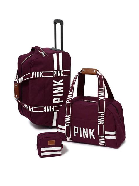 3 Piece Travel Set Pink Victorias Secret Pink Luggage Victoria Secret Pink Bags