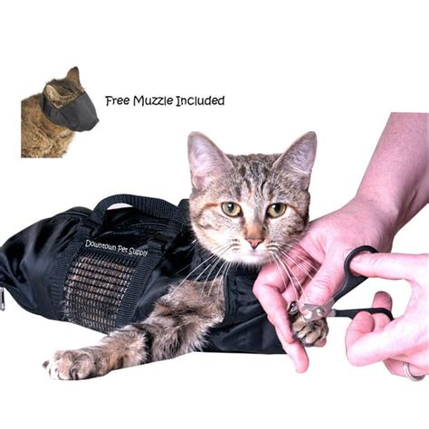 Cat Grooming Bag - Cat Restraint Bag, Cat Grooming Accessory + FREE Cat Muzzle by, Downtown Pet ...