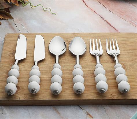 Buy Regal White Beads Stainless Steel Silverware Set Of 6 Spoons