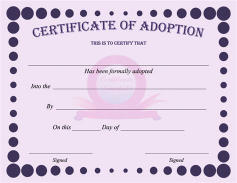 12 Adoption Certificate Templates 1free Certificate Templates In