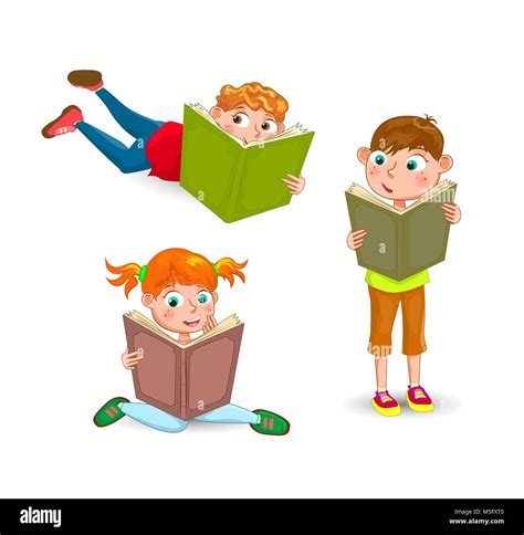 Les Enfants Lire Le Livre Avec Intérêt Enfants Des Livres Sur Un Fond