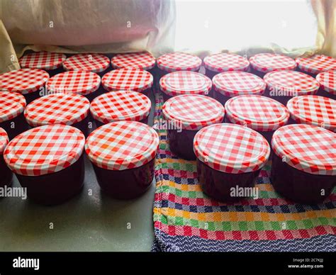 Old fashioned, storage, jam, homemade, self-sufficiency Stock Photo - Alamy