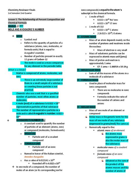 Chem Reviewer Finals Pdf Pdf Mole Unit Gases