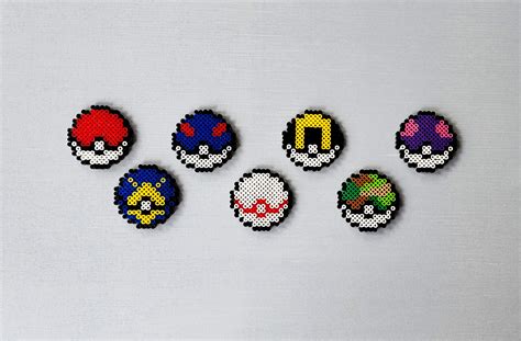 Pok Balls Using Mini Perler Beads Magnet Options Pok Ball Etsy