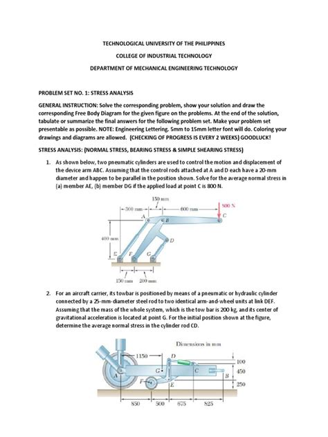 Problem Set No. 1 - Stress Analysis | PDF | Stress (Mechanics ...