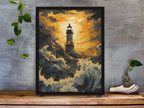 Stormy Lighthouse Art Eerie Lighthouse Art Dramatic Lighthouse Print