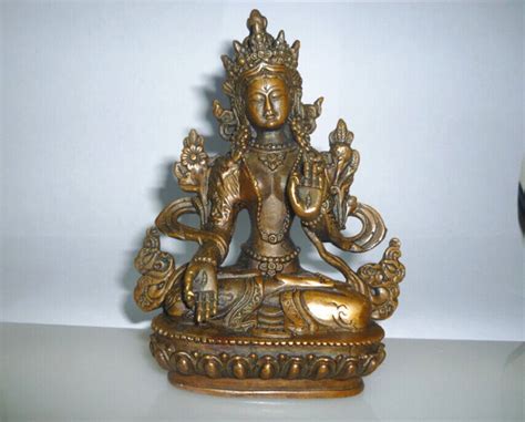 Estatua De Buda Budismo Tibetano Bronce Kwan Yin Tara Blanca Statue