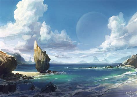 Otherworldly Beach Eli Ring Environment Concept Art Fantasy Artwork