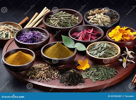 Assortment Of Traditional Chinese Herbal Medicines With Blank Copy