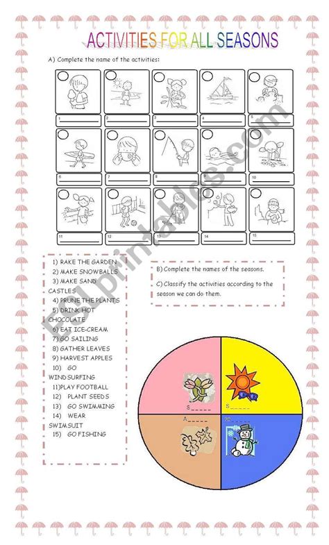 Activities For All Seasons Esl Worksheet By Claudiafer