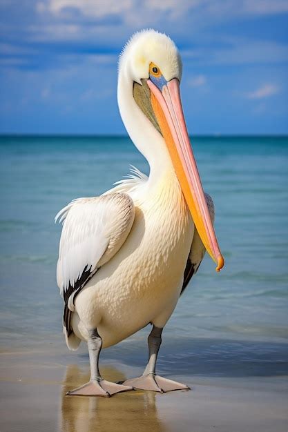 Premium Ai Image Pelican Standing Next To Water