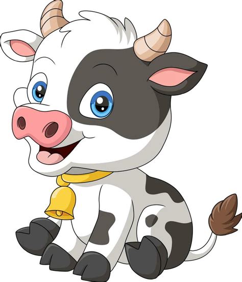 Cute Baby Cow Cartoon Sitting 23254124 Vector Art At Vecteezy