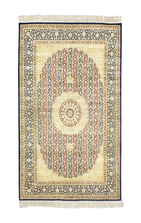 AN EXTREMELY FINE SILK QUM RUG, CENTRAL PERSIA , CIRCA SECOND HALF OF ...