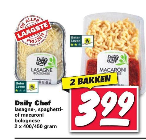 Daily Chef Lasagne Spaghetti Of Macaroni Bolognese Aanbieding Bij