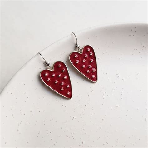 Colorful Heart Earrings Handmade Jewelry 12 Colors Inspire Uplift