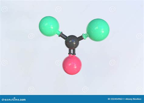 Carbonyl Fluoride Molecule Ball And Stick Molecular Model Chemistry Related 3d Rendering Stock