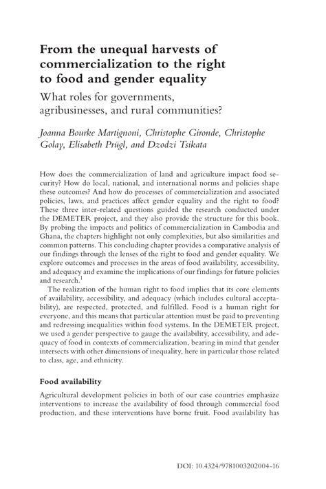 Pdf From The Unequal Harvests Of Commercialization To The Right To