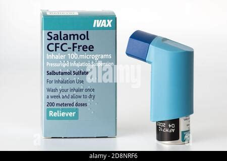 Salamol Easi-Breathe CFC-Free Inhaler with white background Stock Photo ...