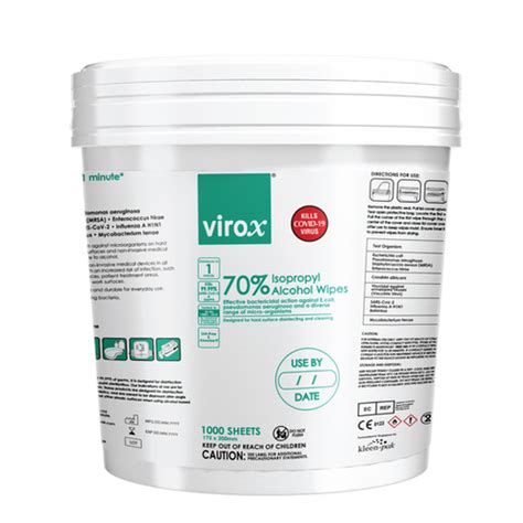 Virox 70 Isopropyl Alcohol Wipes 1000s Kleen Pak