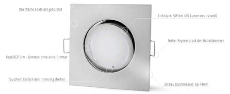 Fourstep Led Einbauspot Dimmen Ohne Dimmer Gu W Neutralwei V