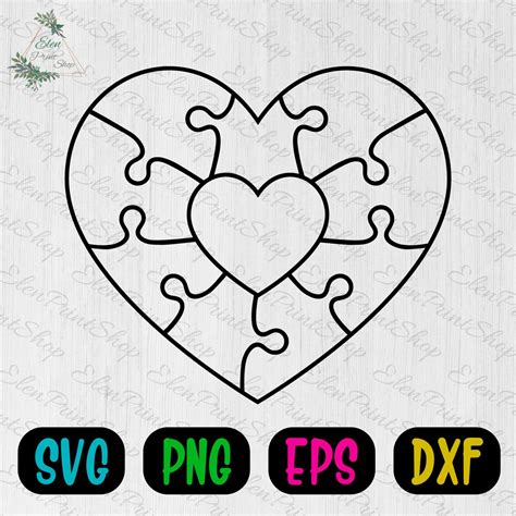 Heart Puzzle Svg Autism Svg Autism Awareness Svg Puzzle Piece Etsy