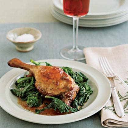 Pinot Braised Duck With Spicy Greens