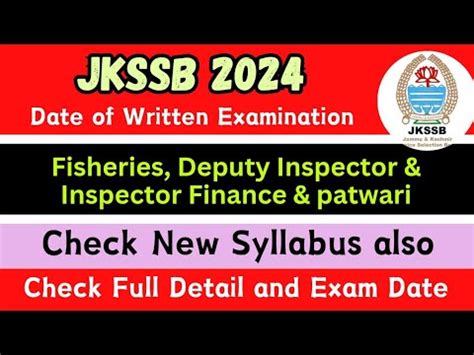 Upcoming Jkssb Written Examination Dates Announced Deputy Inspector