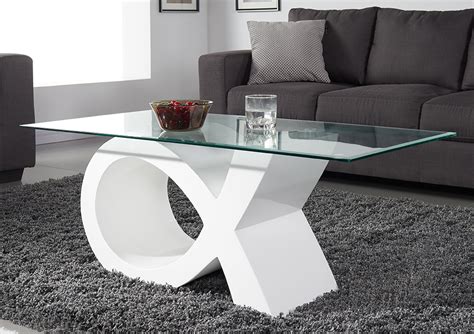 Table Basse en verre contemporain laqué blanc brillant 110x55cm