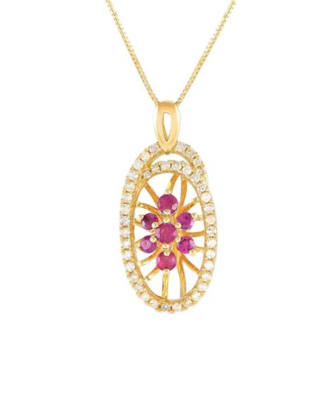 Buy Gemstones 14k 022 Ct Tw Diamond And Ruby Necklace Nocolor At 33