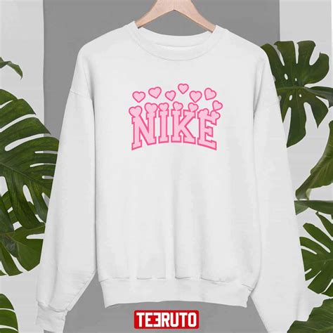 Nike Logo Pink Heart Valentine Unisex Hoodie Teeruto