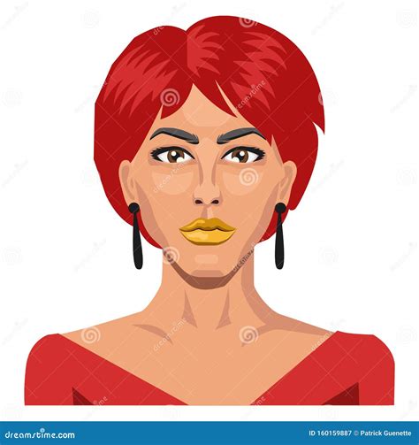 Beautiful Girl With Short Red Hair Illustration Vector Stock Vector