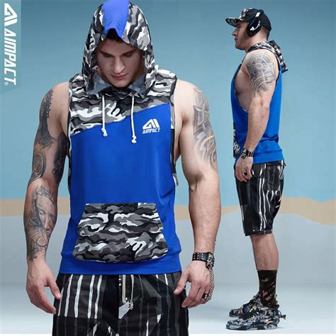 Big Sale Aimpact Gymi Sleeveless Hoodies For Men Camo Cotton Crossfit