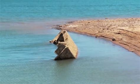 Historic Wwii Era Higgins Landing Craft Emerging From Lake Mead Near