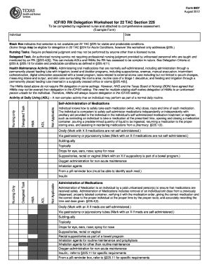 Fillable Online Icf Iid Rn Delegation Worksheet For Tac Section