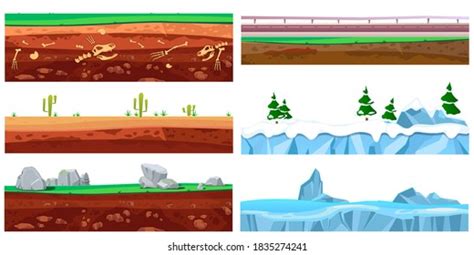 Cartoon Seamless Landscape Grounds Layers Texture Stock Vector Royalty