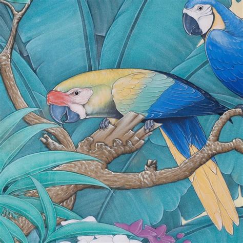 Midcentury Tropical Parrot Acrylic Painting at 1stDibs