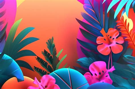 Premium Ai Image Vibrant Summer Themed 3d Abstract Background