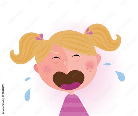 Crying baby girl. Vector cartoon illustration of cute child. Stock ...