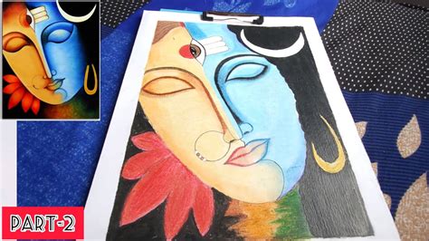 Shiv Parvati Abstract Drawing Oil Pastel Colours Part 2 Youtube